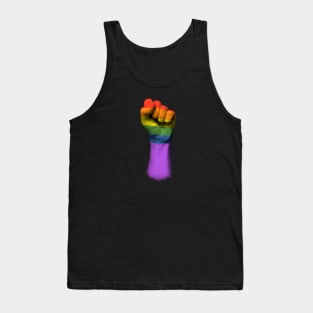 Gay Pride Rainbow Flag on a Raised Clenched Fist Tank Top